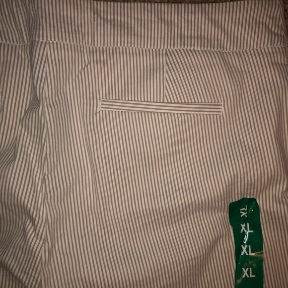 Hilary Radley Tan & Cream Sttiped Stretch Seersucker Psnts XL New - Picture 9 of 9